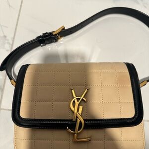 Yves Saint Laurent Solferino Tan and Black Quilted Leather Bag